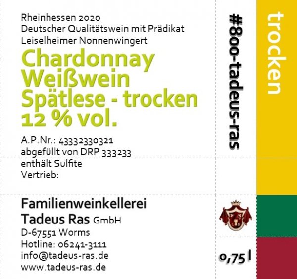 Chardonnay Spätlese trocken 2020